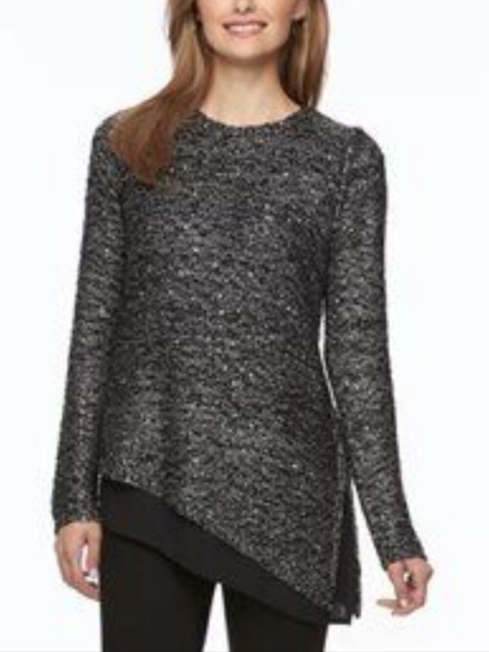 Apt.9 Asymmetrical Sequin Crewneck Stylish Sweater New Without Tag! Size Large